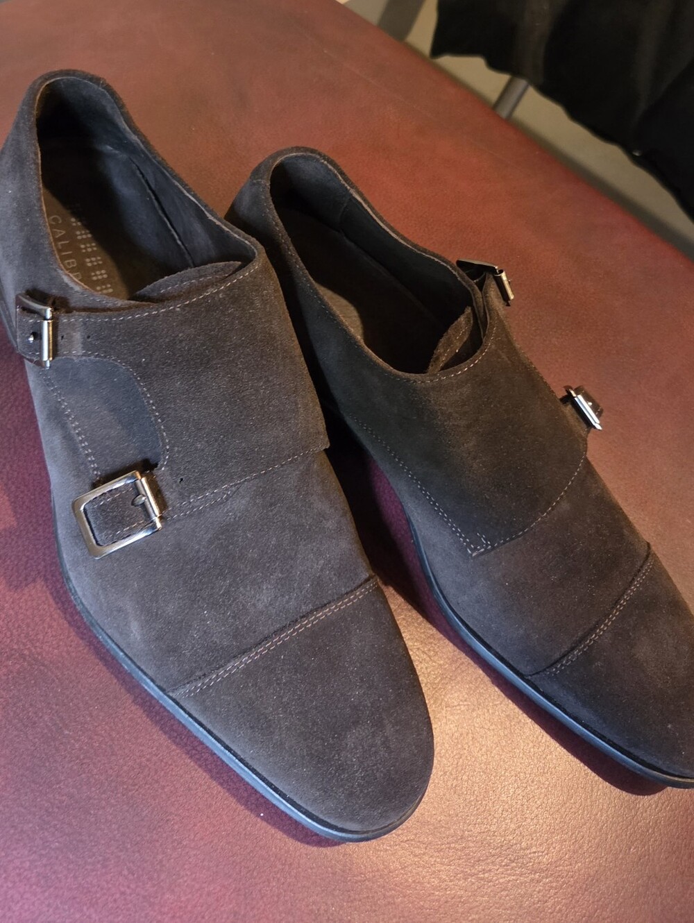 ​Calibrate Cusano Dark Espresso Suede Double Monk Strap Shoes Mens Size 9M Box
